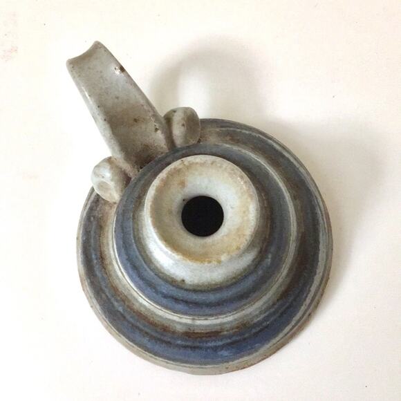 Candleholder handmade stoneware blue & grey EUC - Picture 4 of 8